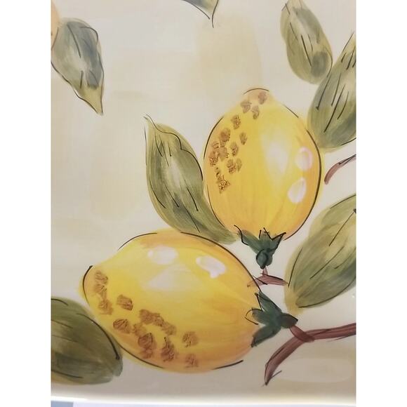 Set of 2 Lemon Orchard by Pier 1 Hand Painted Large Square Dinner Plates 11"x15" - Picture 7 of 7